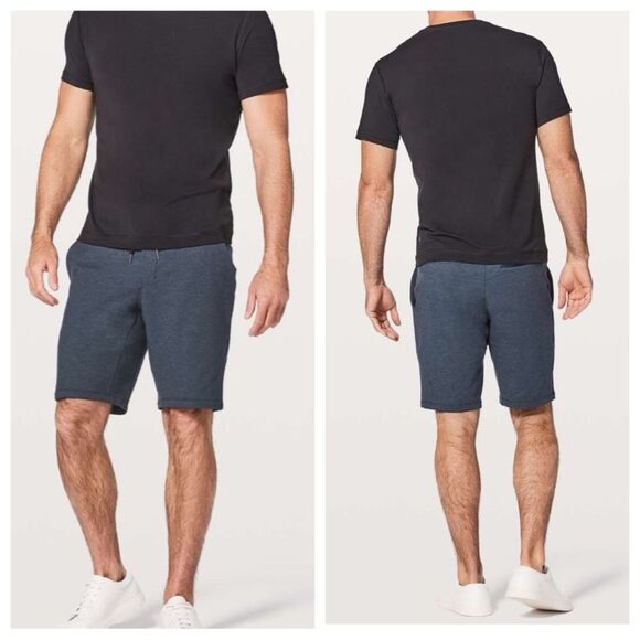 Lululemon Men’s Blue Heathered City Sweat stretch French Terry shorts size med - Picture 1 of 9